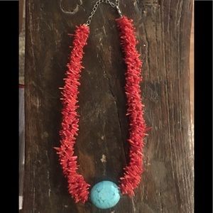 Coral & turqoise necklace with adjustable links
